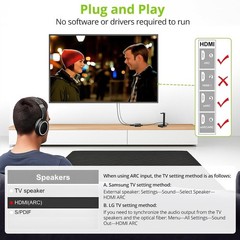LiNKFOR eARC/ARC Audio Extractor, HDMI eARC to Optical Converter