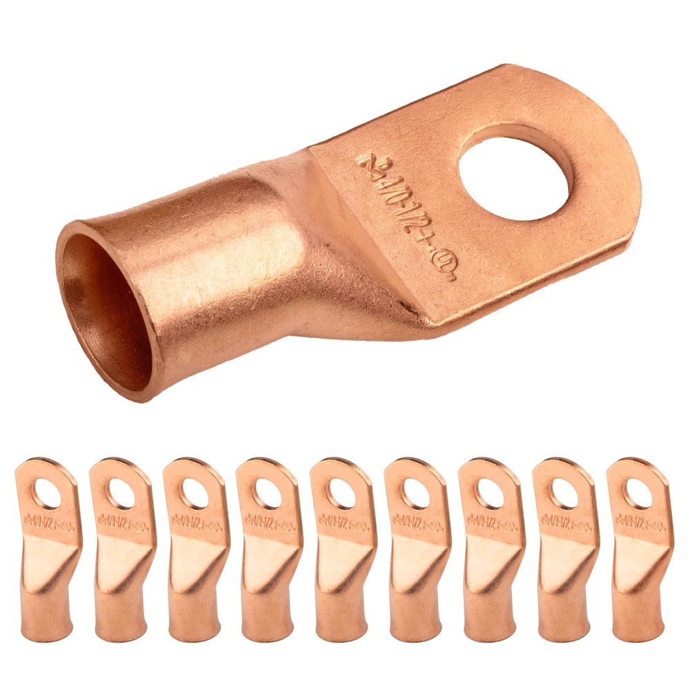 10pcs 4/0 AWG (XL) – 1/2″ Stud – Battery Lugs, Heavy Duty Wire Lugs, Ring Ter…