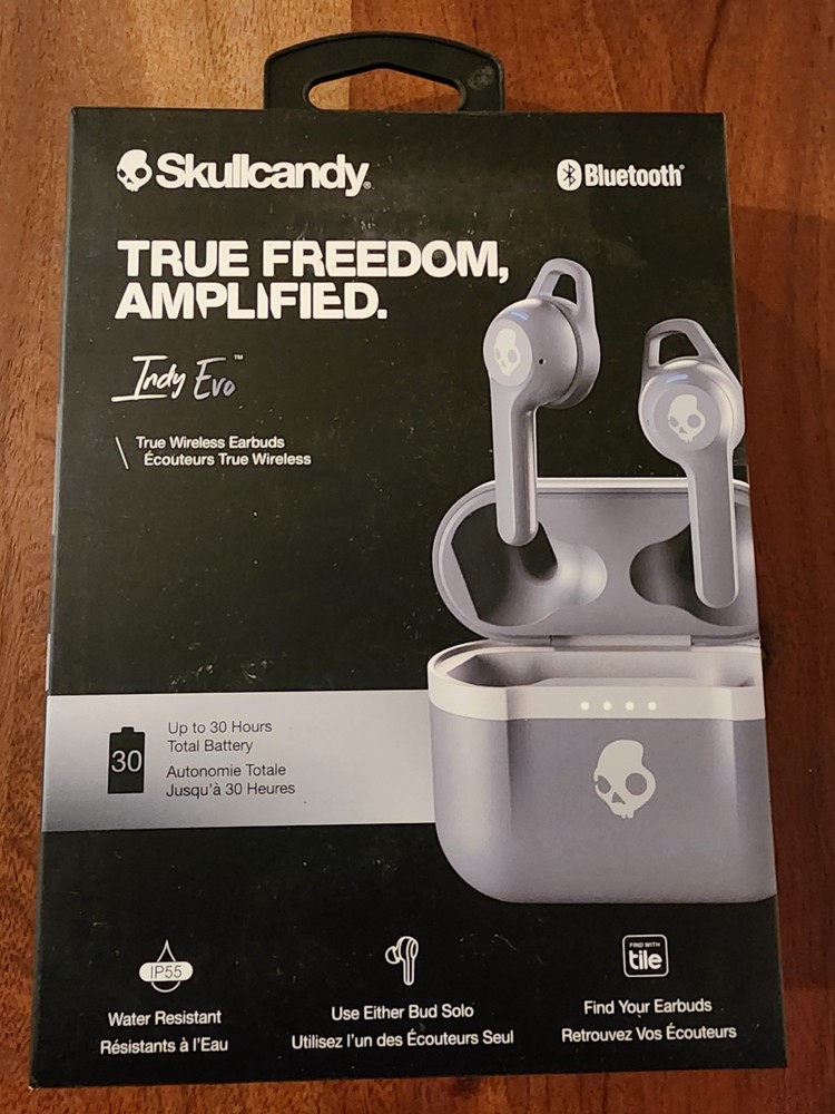 Skullcandy Indy Evo True Wireless Bluetooth Headphones – Chill Gray, NEW