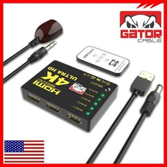 4K HDMI 2.0 Cable Splitter Switcher Box Hub IR Remote Control 5X1 Power 5 to 1
