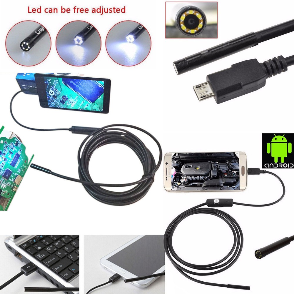 5.5mm 2m Micro USB 6 LED Waterproof Endoscope Borescope Inspection Tube Camera U