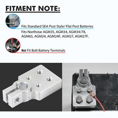 For SAE 4 Spot Flat Battery Terminal Car Audio Top Post 4/0 AWG Lugs + Bolts