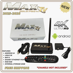 MaxTV Gold PRO 25 Max TV 4K Quad Core 64 Bit 2025-2026 + VOICE REMOTE CONTROL