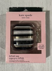 Kate Spade AirPods Case Oceanside Stripe Black Gold For 1st & 2nd Generation