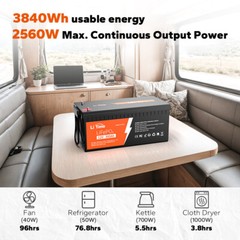 Litime 12V 300Ah LiFePO4 Lithium Battery 3840Wh For RV Marine Solar-refurbished