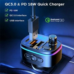 Bluetooth 5.0 FM Transmitter for Car, QC3.0 Type-C PD 18W Wireless FM Radio Kit