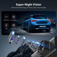 REDTIGER FTNT 128GB Card Voice Control 4K Dash Cam Front and Rear, Touch Screen
