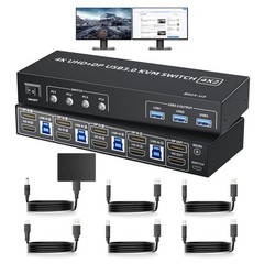 USB 3.0 HDMI Displayport KVM Switch Box 4K@60Hz USB 3.0 UHD HDMI 2.0 Monitor 4X2