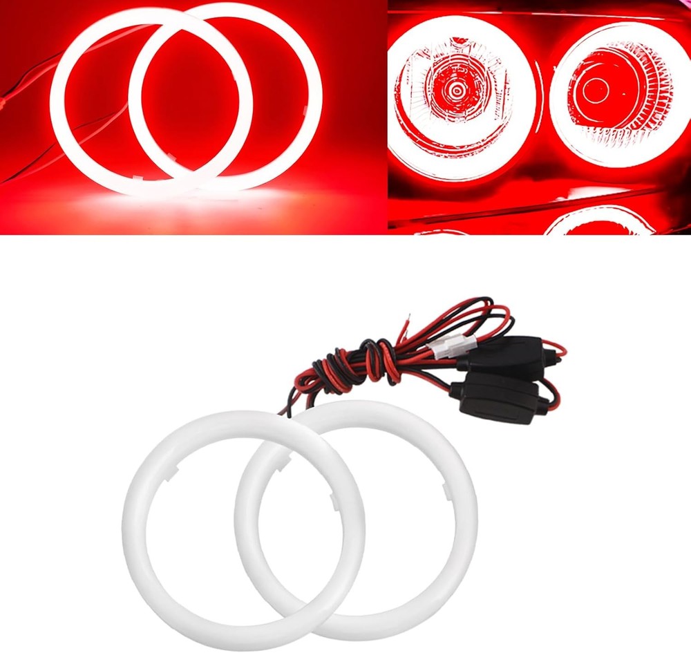 70MM Halo Rings Red Car Angel Eyes 45SMD COB LED Fog Lights Driving Size: 70MM