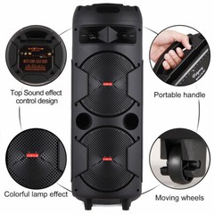Loud Portable Bluetooth Speaker Dual Sub woofer Party Heavy Bass Sound System