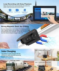 Solar Magnetic Wireless RV Backup Camera 1080P 7” Monitor for Car Truck Camper