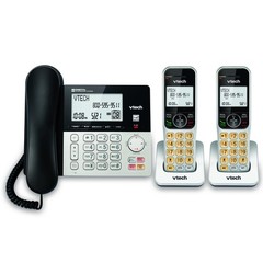 VTech – DECT 6.0 2 Handsets Corded Cordless Phone w/ Answering Machine, VG208-2