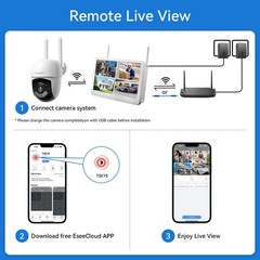8MP PTZ Security Camera System Outdoor Wireless Audio CCTV 10CH NVR 12” Monitor