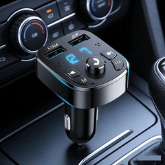 Bluetooth 5.0 Car Wireless FM Transmitter Adapter 2USB PD Charger AUX Hands-Free