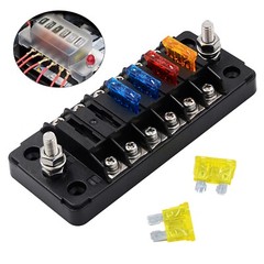 Car Power Distribution 12-24V Blade Fuse Holder Box Block Panel Board 6 WAY bar
