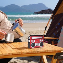 Solar Rechargeable Portable Bluetooth Radio with AM/FM/SW 3-Band Radio RETROBOX