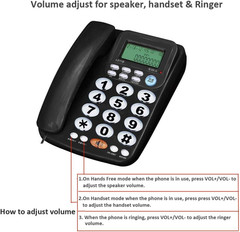 Corded Big Button Telephone for Elderly Caller ID Landline Phones for Seniors