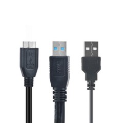 Dual USB 3.0 A Male with USB Power to Micro USB 3.0 Y Cable for Mobile Hard disk
