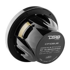 DS18 10″ Marine Subwoofer with LEDs – 300w Rms 4-ohm SVC CF-10SUB Carbon Fiber
