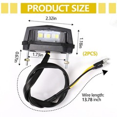 2PCS Motorcycle LED License Plate Light, 12V High Brightness White License Pl…