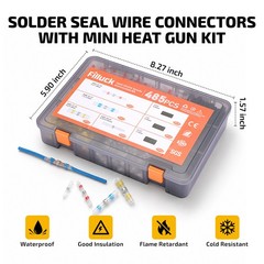 Easy to Use 485PCS Solder Seal Butt Connectors Kit with Included Heat Gun