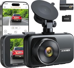 Lamtto 4K WiFi Dash Cam UHD 2160P+1080P Front and Rear Dual Lens Car DVR Camera