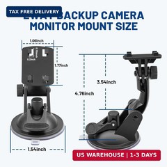 EWAY 4-Hole Direct Fit Suction Cup Mount for Backup Camera 4.3″/5″ Monitor, Knob