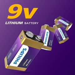 Philips 9V Lithium Battery 4 Pack Ultra Long Lasting Smoke Detector Alarm