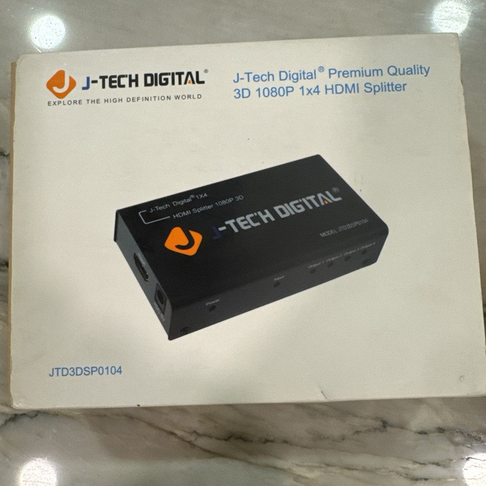 JTech Digital 1×4 HDMI Splitter 1080p 3D JTD3DSP0104 1 In 4 Out – Brand New