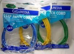 GigaMedia 7ft Cat6 SSTP RJ45 Patch Cables Lot of 3 Metal Connector Ethernet