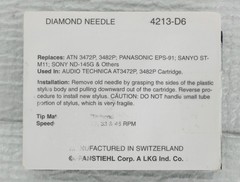 4213-D6 TURNTABLE NEEDLE STYLUS for Audio Technica ATN3472P, 3482P, AT3472P