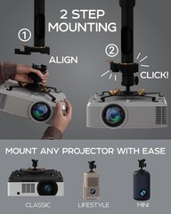 Durable 360° Swivel Projector Mount – Adjustable Wall or Ceiling Installation