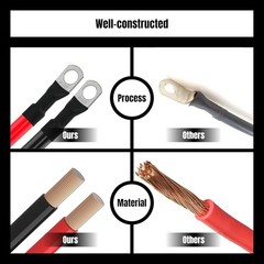 Battery Cable 4 AWG with 3/8 inch lugs for Rvs,Solar,Campers,Cars (1FT + 5FT)