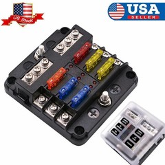 6 Way Car Boot Power Distribution 12/24V Blade Fuse Holder Box Block Panel Board