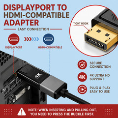 4K Display Port to HDMI Male Female Adapter Converter DisplayPort DP to HDMI