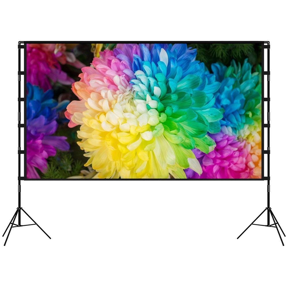 120″ Projector Screen w/ Stand 16:9 4K HD Rear Front Wrinkle-Free Portable