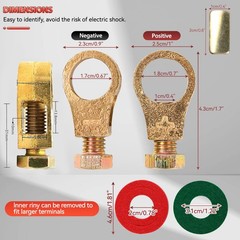 4Pcs Heavy Duty Brass Car Boat Battery Terminal Connector Top Post Cable Clamp