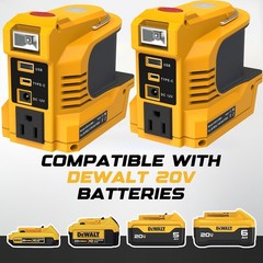 220W Power Inverter for DeWalt 20V Max Battery USB-C PD 18W LED Light AC 110V