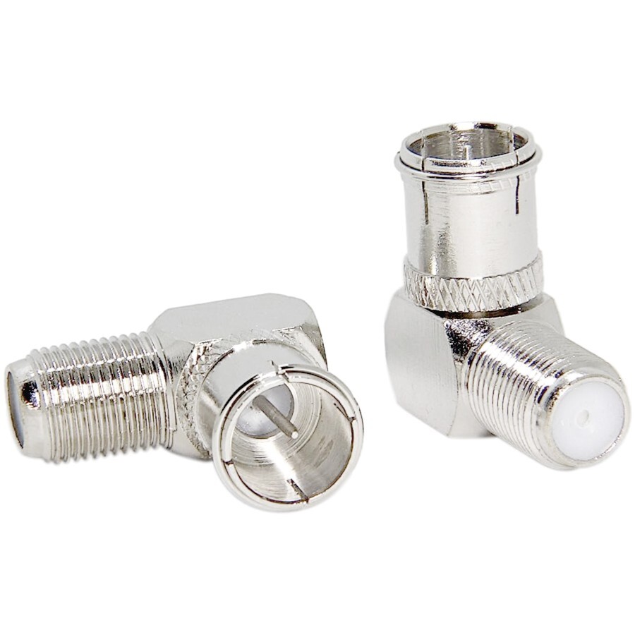 F Type Quick Connect Right Angle 90 Degree M/F Coax TV Push-On Adapter Connector