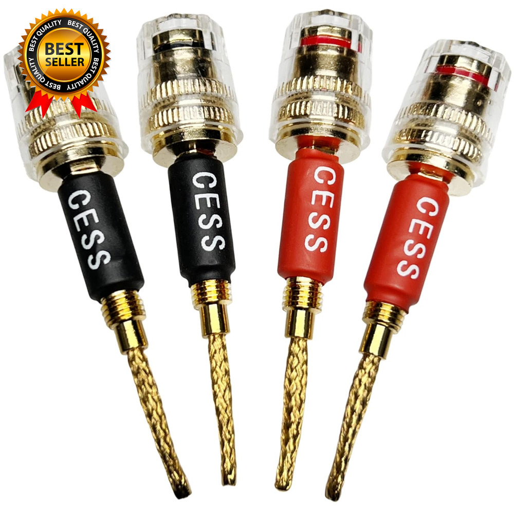 CESS-220 Pin Banana Plug to 4Mm Female Banana Jack/Speaker Wire, 4 Pack