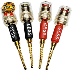 CESS-220 Pin Banana Plug to 4Mm Female Banana Jack/Speaker Wire, 4 Pack