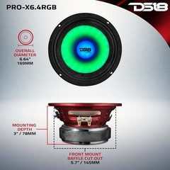 DS18 PRO-X6.4RGB 6.5″ Mid-Range Loudspeaker Dual RGB LED For Cone & Dustcap