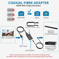 192Khz HDMI ARC Audio Extractor to Optical TOSLINK SPDIF & Coaxial Audio Splitte