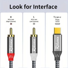 USB C to 2 RCA Audio Cable, 6.6 Ft Type-C to RCA Male to Male Y RCA Splitter,…