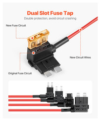 Fuse Tap, 24 Packs, 4 Types 12V Car Add-A-Circuit Fuse Tap Adapter Standard Mini
