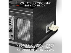 Victrola The Quincy 6 in 1 Bluetooth Record Player Turntable Grey Wood NEW