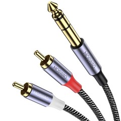 Durable 6.6FT Gold-Plated 1/4 TRS to RCA Y Splitter – Superior Sound Performance