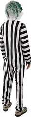 Beetlejuice Adult Mens Black White Striped Hooded Pajama Costume Halloween NWT