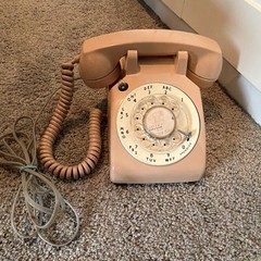 Vtg ITT Model 500-13 Rotary Desk Phone, Beige w/ Rare Clear Indicator Light Lens