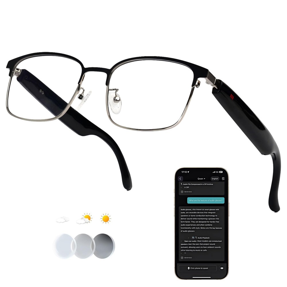 MNVOEQ AI Smart Wireless Bluetooth Translation Glasses for Men/Women with Spe…